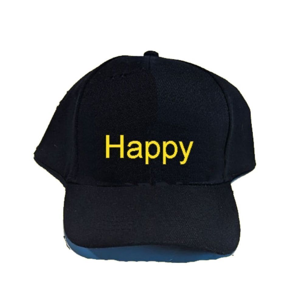 Introducing the ExyFunShop Black Hat with "Happy" Embroidered! Spread joy and po